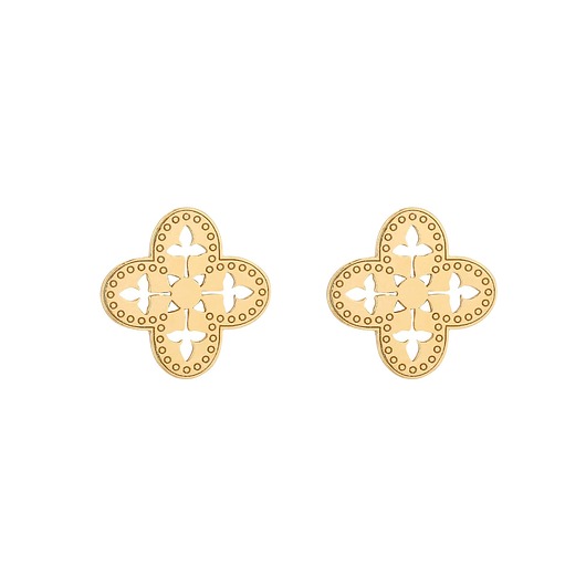 kolczyki pozłacane Złote kolczyki ażurowe rozetki