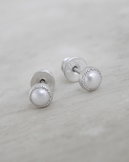 kolczyki srebrne Kolczyki z białą perłą, srebro