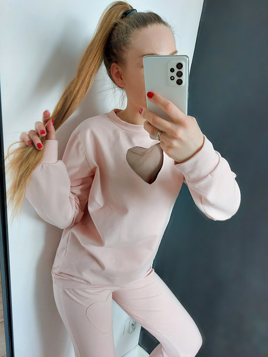 komplety damskie DRES BAWEŁNIANY SERCE I267 PUDER