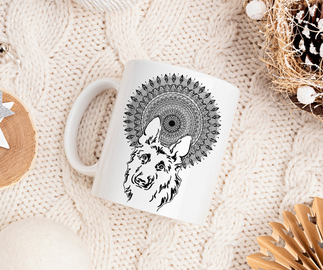 kubki Kubek z mandalą "Mandala nr 25, Owczarek Niemiecki"