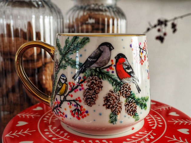 kubki Zimowy kubek PTAKI