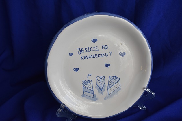 patery i talerze Talerz ceramiczny na ciasto "Jeszcze po kawałeczku?"