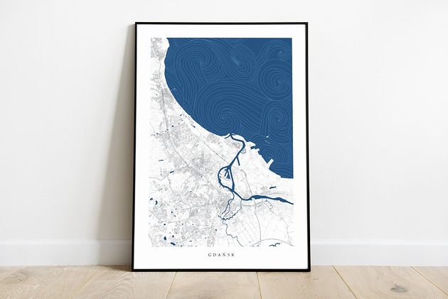 Plakat Gdańsk maps by P