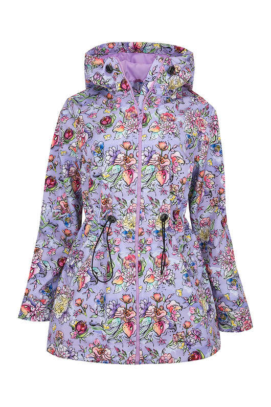 płaszcze damskie Damska parka, softshell, przeciwdeszczowa, lilie