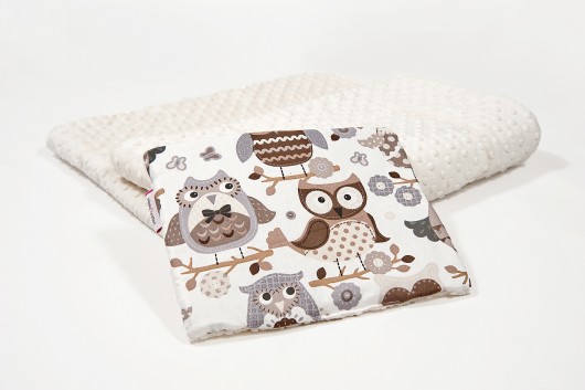 Podusia do wózka - sowy ecru - 23x30 cm Minky and Cotton