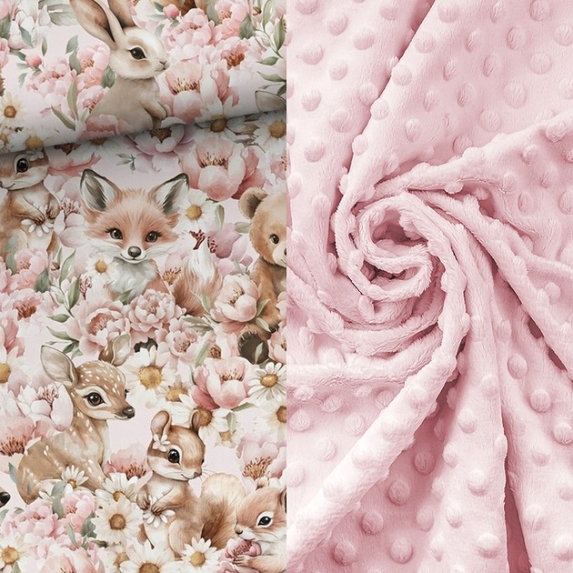 kocyki, kołderki, pościel dla dzieci Koc maluszka _ zwierzęta w kwiatach _ 75x100 cm