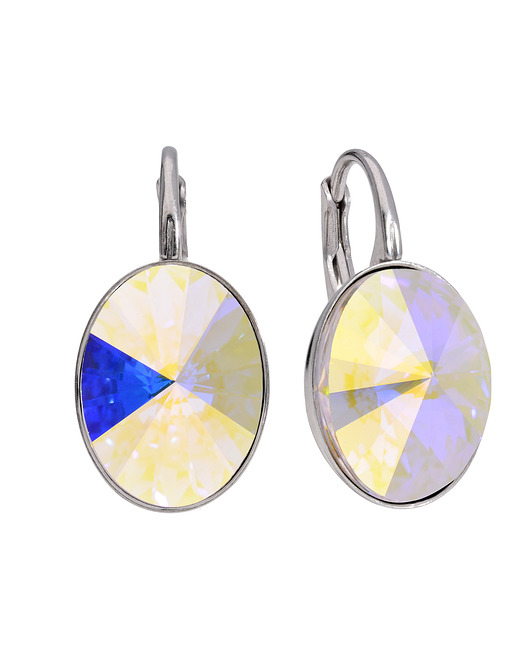 Srebrne kolczyki owal opalizujące Swarovski KOM Biżuteria