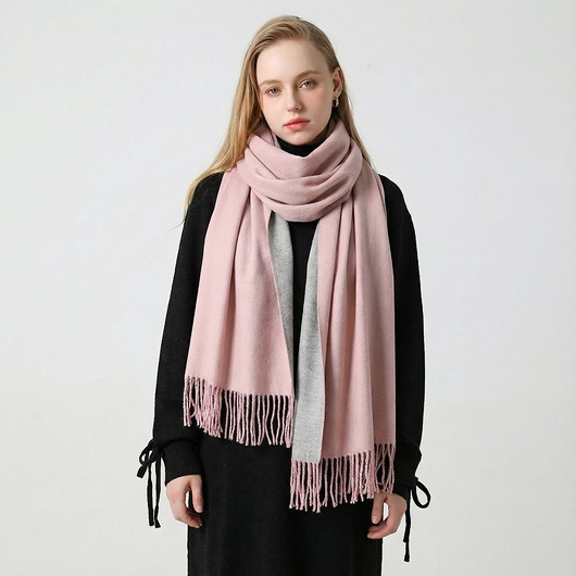 szale damskie SZAL SZALIK kaszmir 100% kaszmirowy pudrowy Różowy