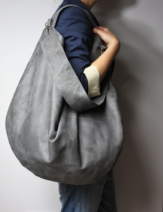 Torba XXL hobo szara + kwiaty Zuzia Górska