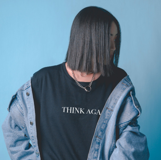 T-shirt think again / black Wild Basic