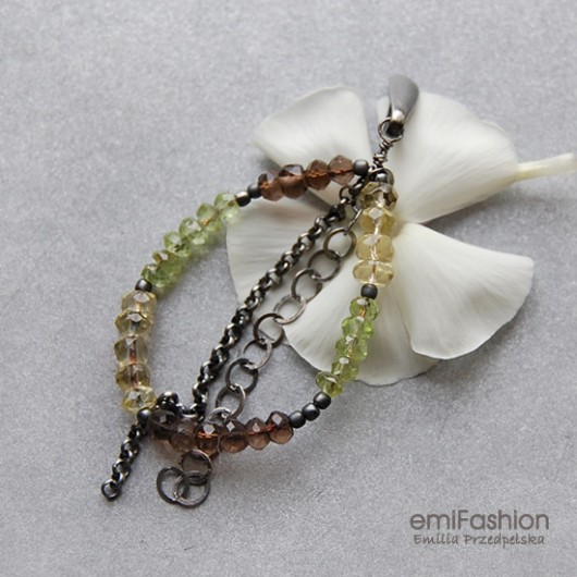 Kwarc dymny, Kwarc lemon i Peridot w oksydzie  MAREMI Jewelry