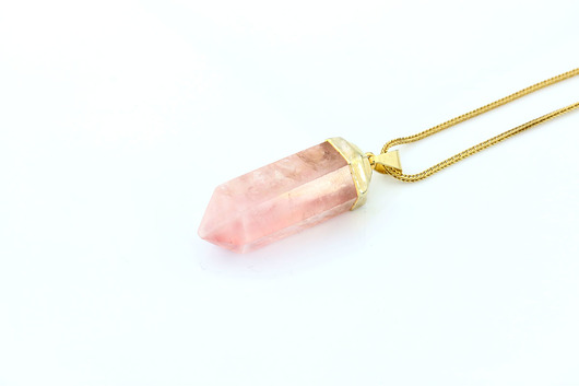Brazi Colare Kwarc Różowy w złocie  Brazi Druse Jewelry