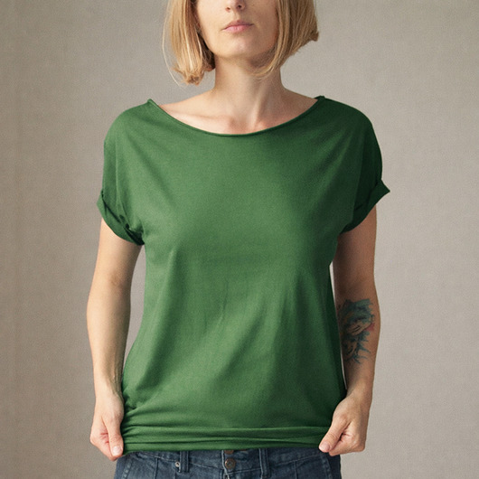 t-shirt damskie Butelkowy Zgaszony Oversize Bez Nadruku