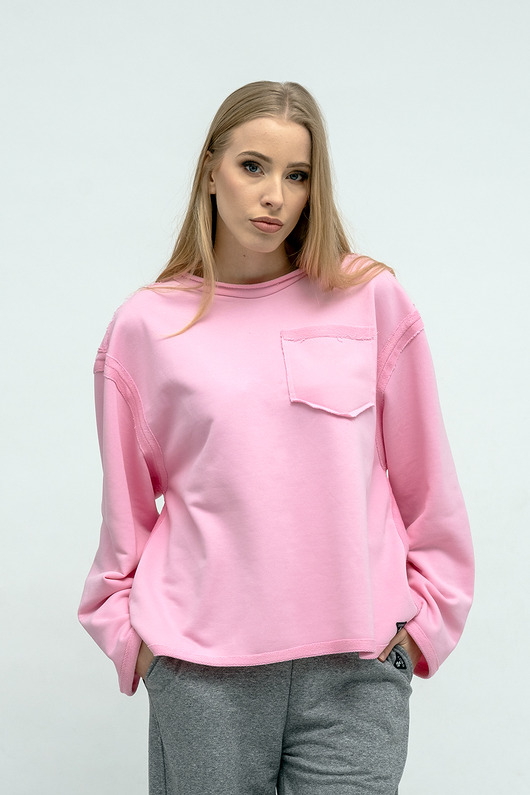 bluza bez kaptura damska BLUZA CROP ,,CINDI '' różowa