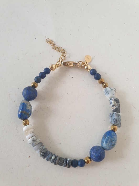 bransoletki z kamieni naturalnych Bransoletka BOHO z opalem dendrytowym, lapis lazuli, hematytem