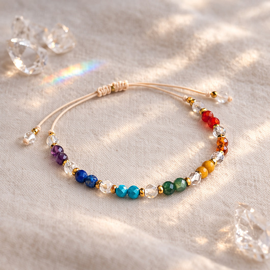 bransoletki z kamieni naturalnych Bransoletka czakralna z kryształem górskim