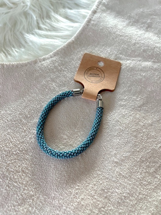 bransoletki ze szkła Bransoletka handmade wykonana na szydełku z ponad 600 szklanych koralików