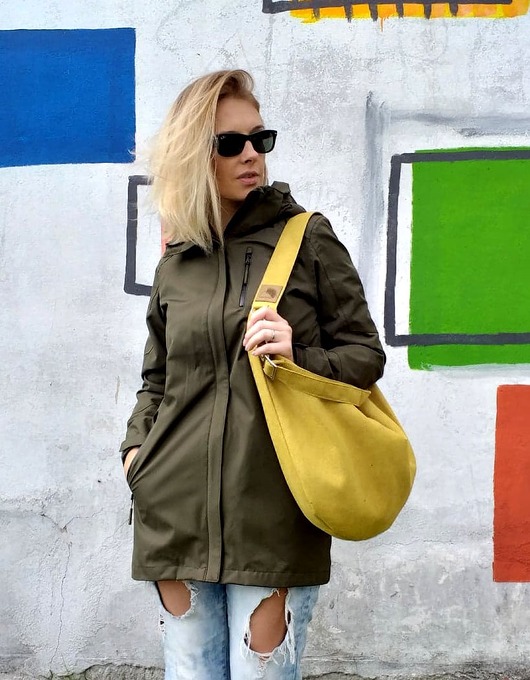 torby na ramię Musztardowa torba w z zamszu ekologicznego