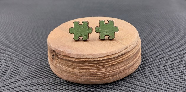 kolczyki drewniane Kolczyki drewniane PUZZLE ZIELONE