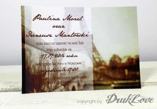Zaproszenie ślubne Paris 115x155mm DrukLove