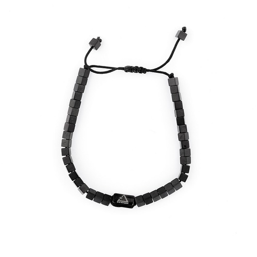 biżuteria męska Męska bransoletka - czarne kostki na sznurku