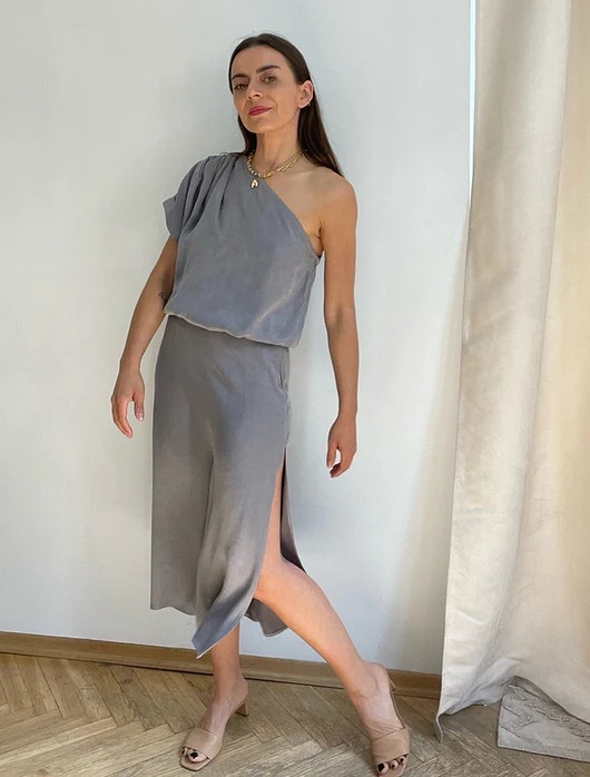 spódnice midi Silver grey spódnica Bossy premium