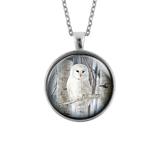 wisiory Medalion - Biała sowa - duży