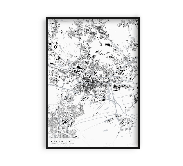 Mapa Katowic,Plakat Katowice,Mapy miast PLAKATY GEOMETRYCZNE