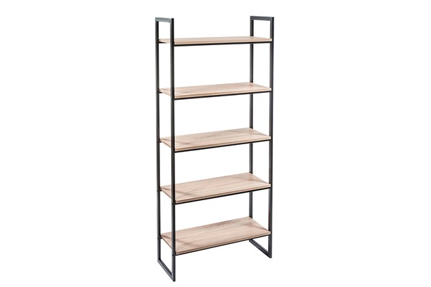 Regał Orinoko 180cm loft dąb sonoma metal czarny Lelu Design