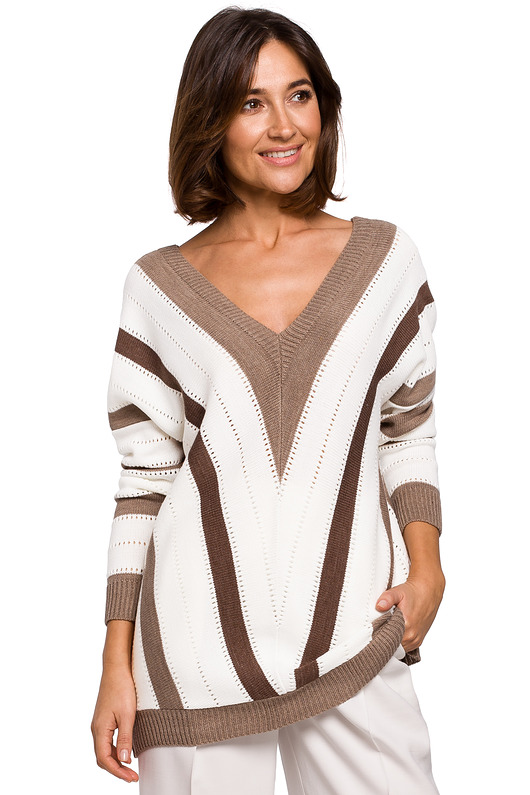 Sweter - brązowy(S-218) STYLE