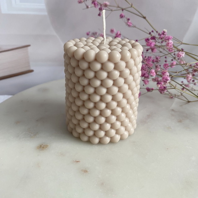 świeczniki i świece Świeca sojowa dekoracyjna "Bubbles" 60x75mm jasny beż