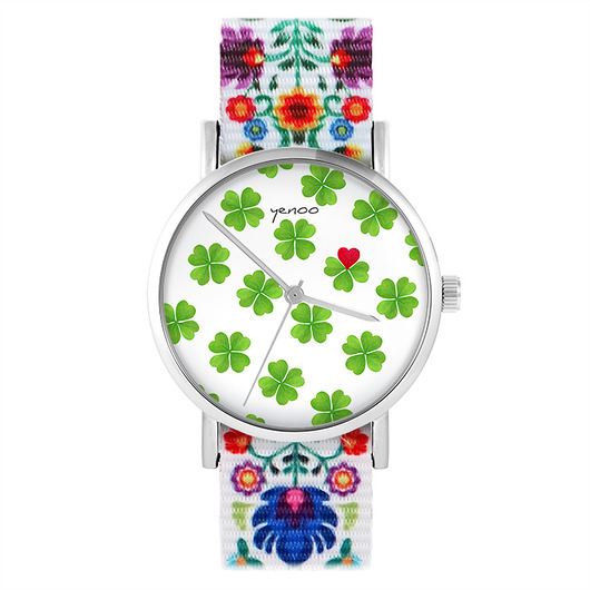 zegarki damskie Zegarek - Lucky Heart - folk biały, nato