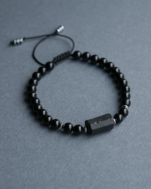 biżuteria męska Męska bransoletka ochronna onyks i turmalin