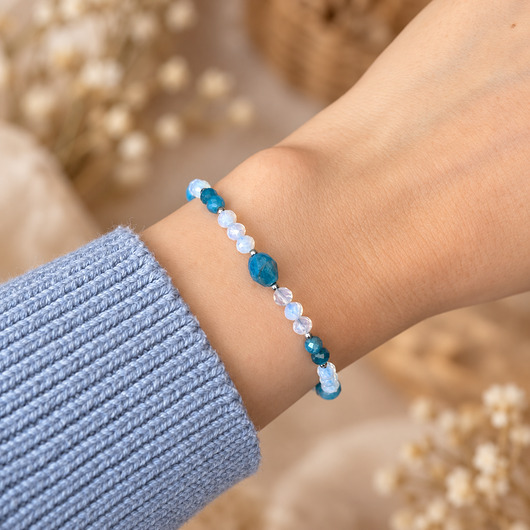 bransoletki z kamieni naturalnych AZURE GLOW bransoletka z kamieni - apatyt i opal