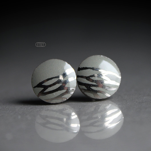 kolczyki ceramiczne Gri 14mm/stal chirurgiczna