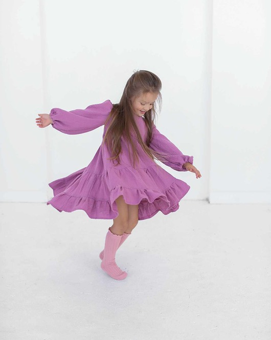 sukienki dla dziewczynki Sukienka Muślinowa Wrzosowa Lena