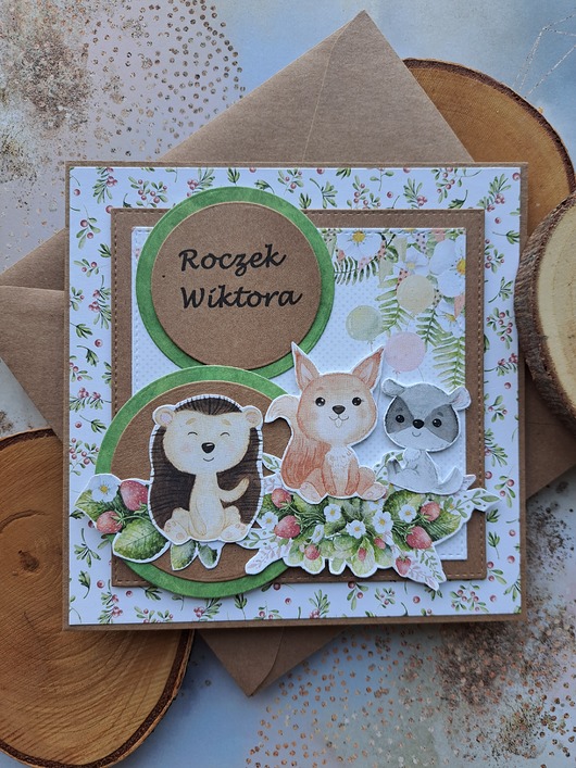 kartki scrapbooking Kartka na roczek dla chłopca/dziewczynki - z imieniem