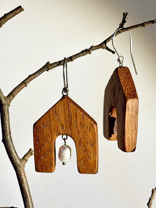 kolczyki drewniane Kolczyki Pearl's Shelter