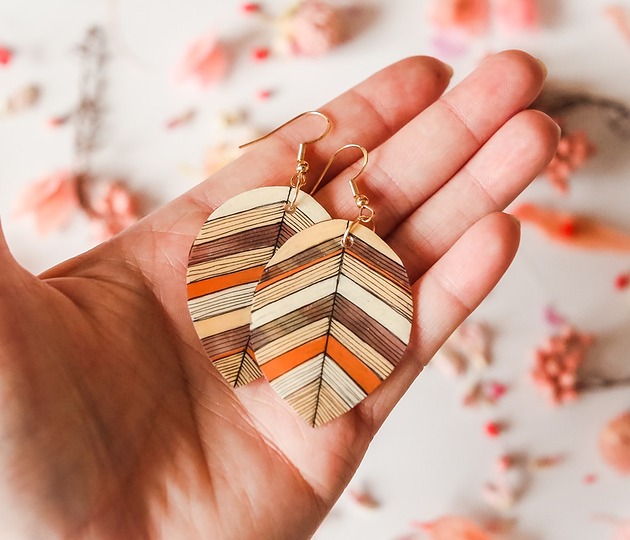 kolczyki pozłacane Kolczyki listki srebrne pozłacane Kair