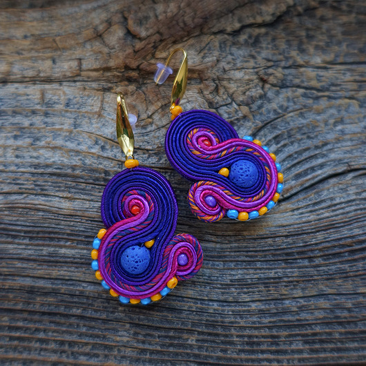 kolczyki soutache Małe i kolorowe kolczyki sutasz