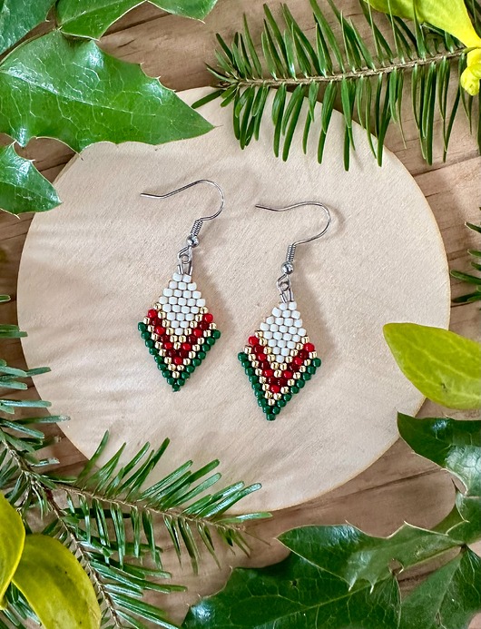 kolczyki szklane Kolczyki świąteczne romby