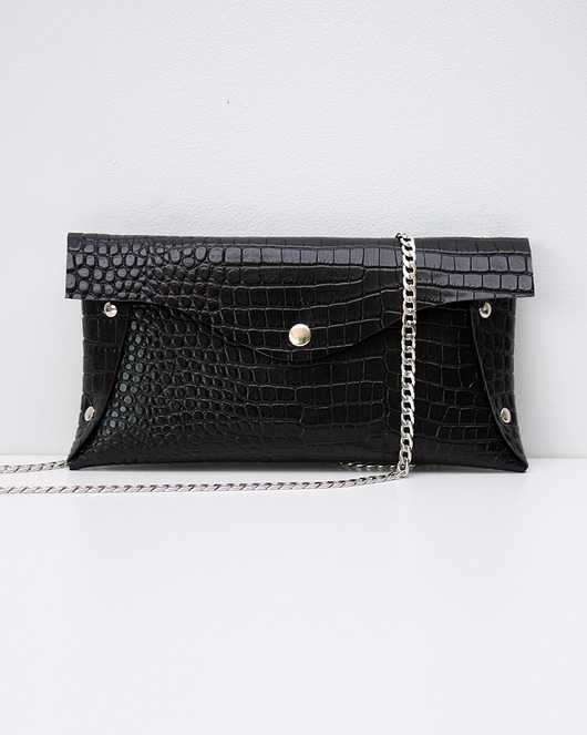 kopertówki Mała kopertówka skórzana Czarna