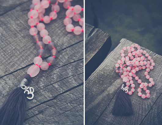 Heart Chakra Mala / naszyjnik OM kwarc różowy NOMAD ACCESSORIES