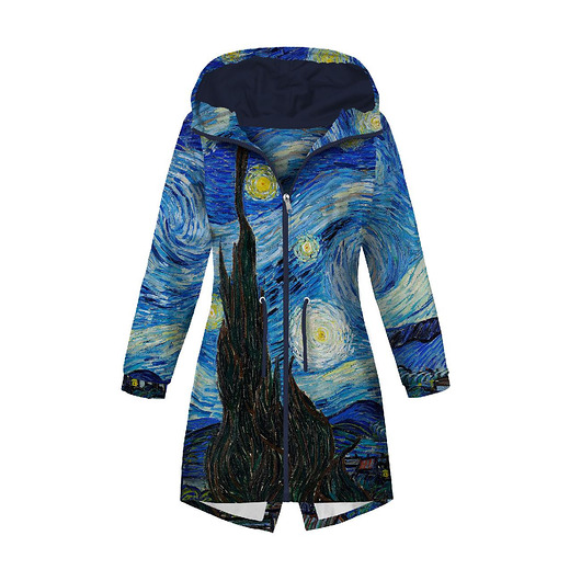 kurtki damskie Kurtka parka damska - GWIAŹDZISTA NOC (Vincent van Gogh)