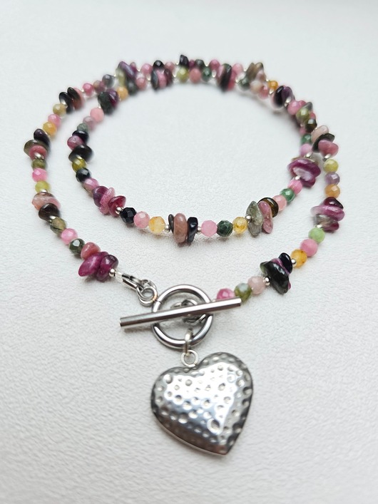 naszyjniki - inne Naszyjnik Serce w Turmalinach