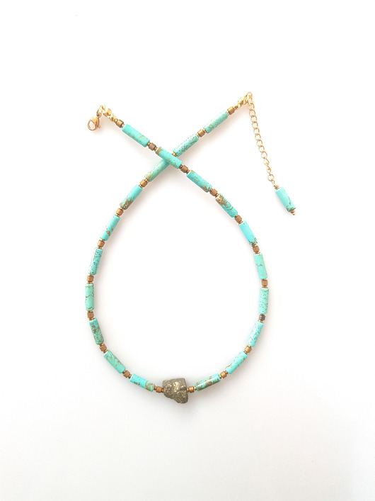 korale Naszyjnik Piryt w jaspisach