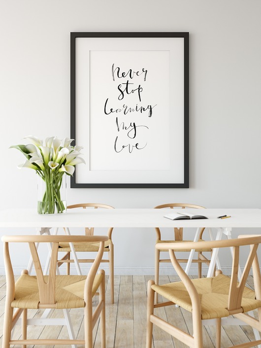 Plakat typograficzny Never Stop Learning my love myscandi