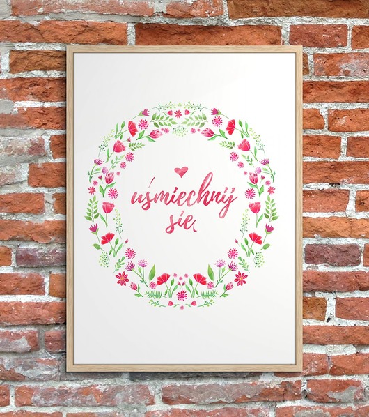 Plakat motywacyjny, typograficzny uśmiechnij się nkcraftstudio