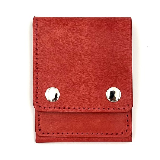 portfele damskie Czerwony portfel skórzany ręcznie uszyty na karty.