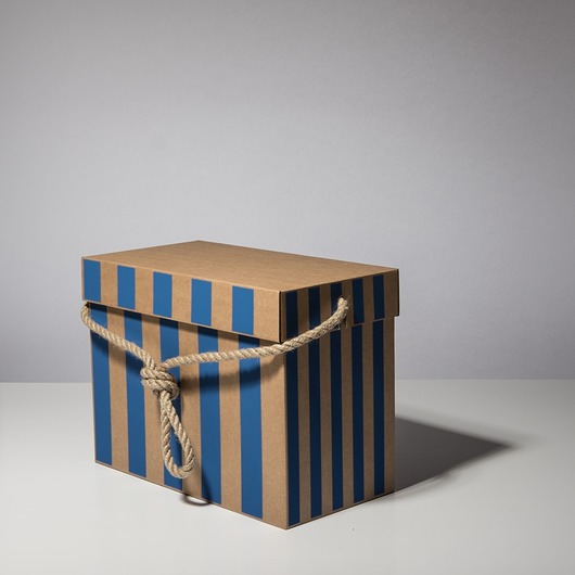 skrzynki, kufry i pudła Bag Box - Torba tekturowa 32x16x24 cm pasy nieb.